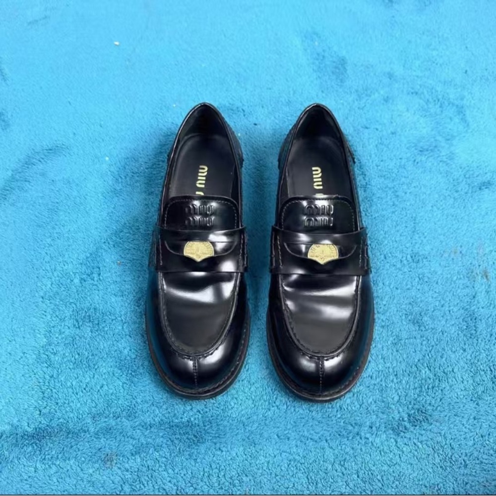 Miu Miu Shiny Black Women's Loafers